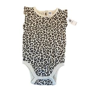 NWT Baby Girl Size 6-12 Month Leopard Print One-Piece Short Sleeve Bodysuit